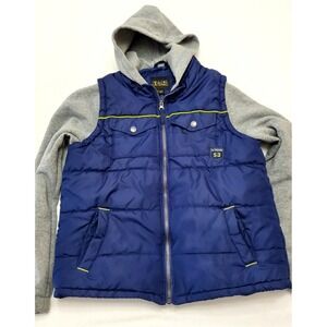Xtreme ● Youth Blue And Green Vest‎ Jacket With Hood ● Size 14-16